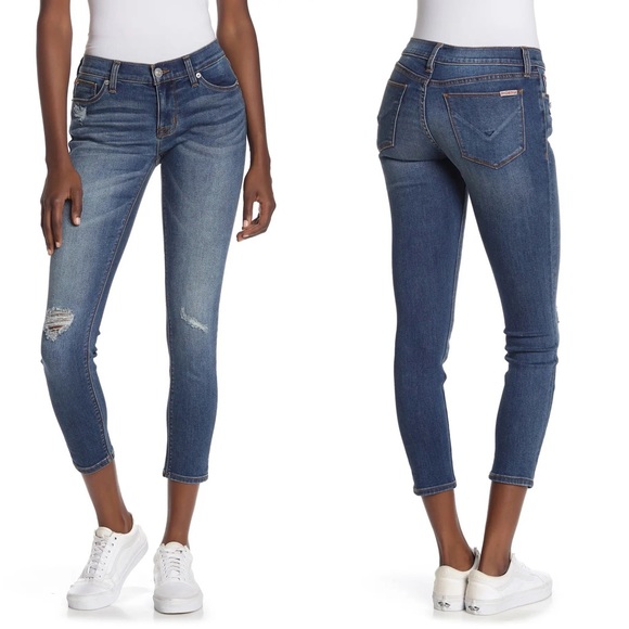 Hudson Jeans Denim - Hudson Krista Crop Distressed Super Skinny Jeans